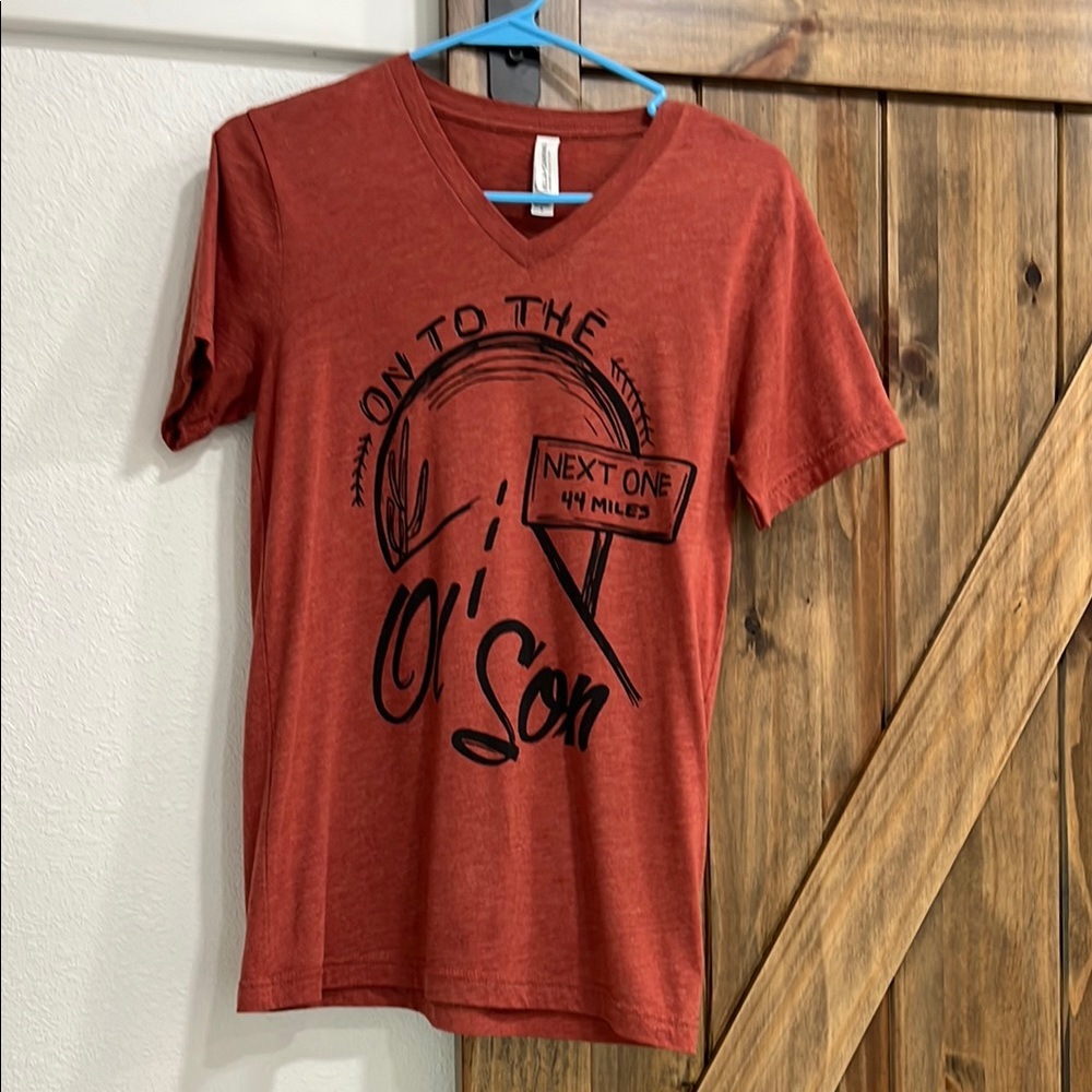 Red Graphic V-Neck T-Shirt